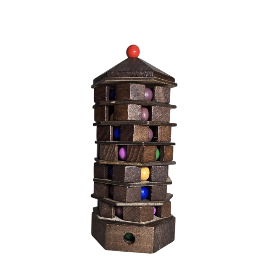 Chinese Pagoda 3D Wood Puzzle, Mechanical Maze Brainteaser